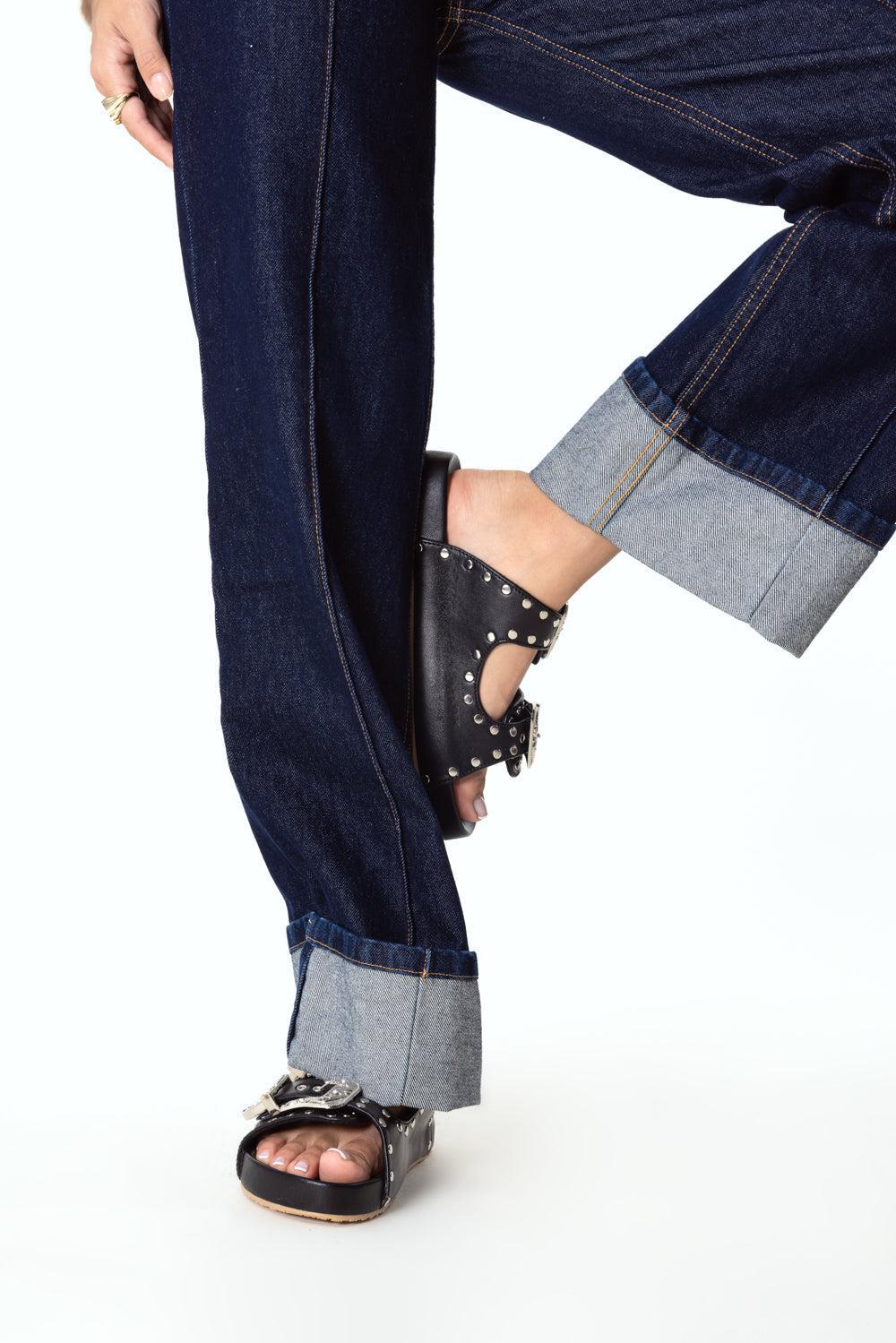 Buckle Slide-BLACK/SILVER-6-SHOESANDAL-MYSTIQUE