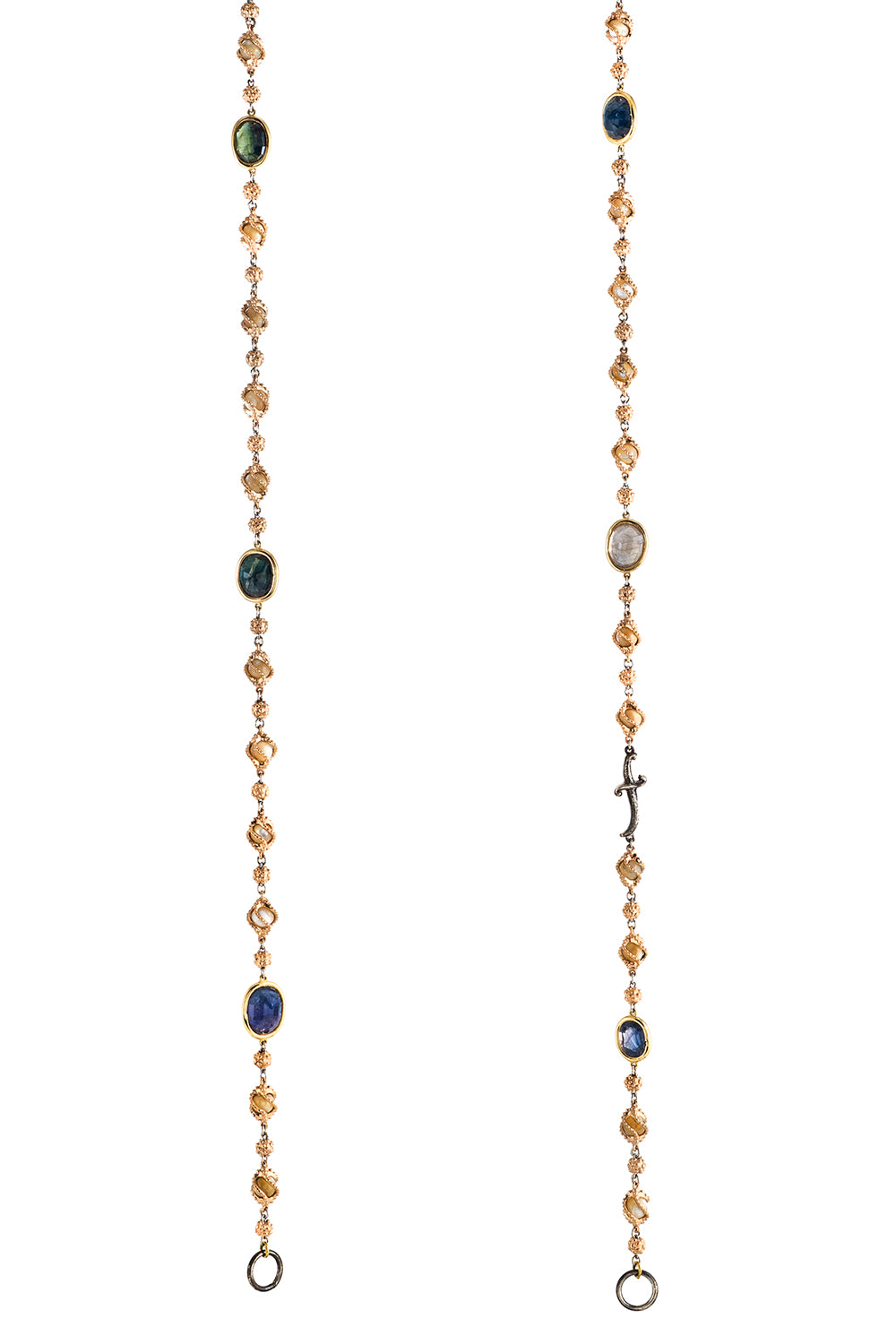 Multicolored Sapphire Dagger Open Chain Necklace