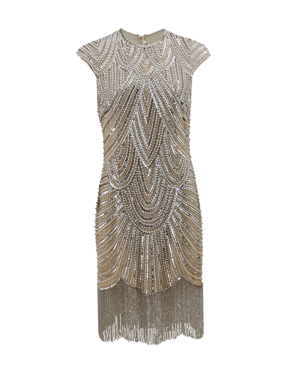 princess polly baby blue dress Naeem Khan Vintage 1990s 90s Beaded + Sequin Ombre Fringe Flapper Dress