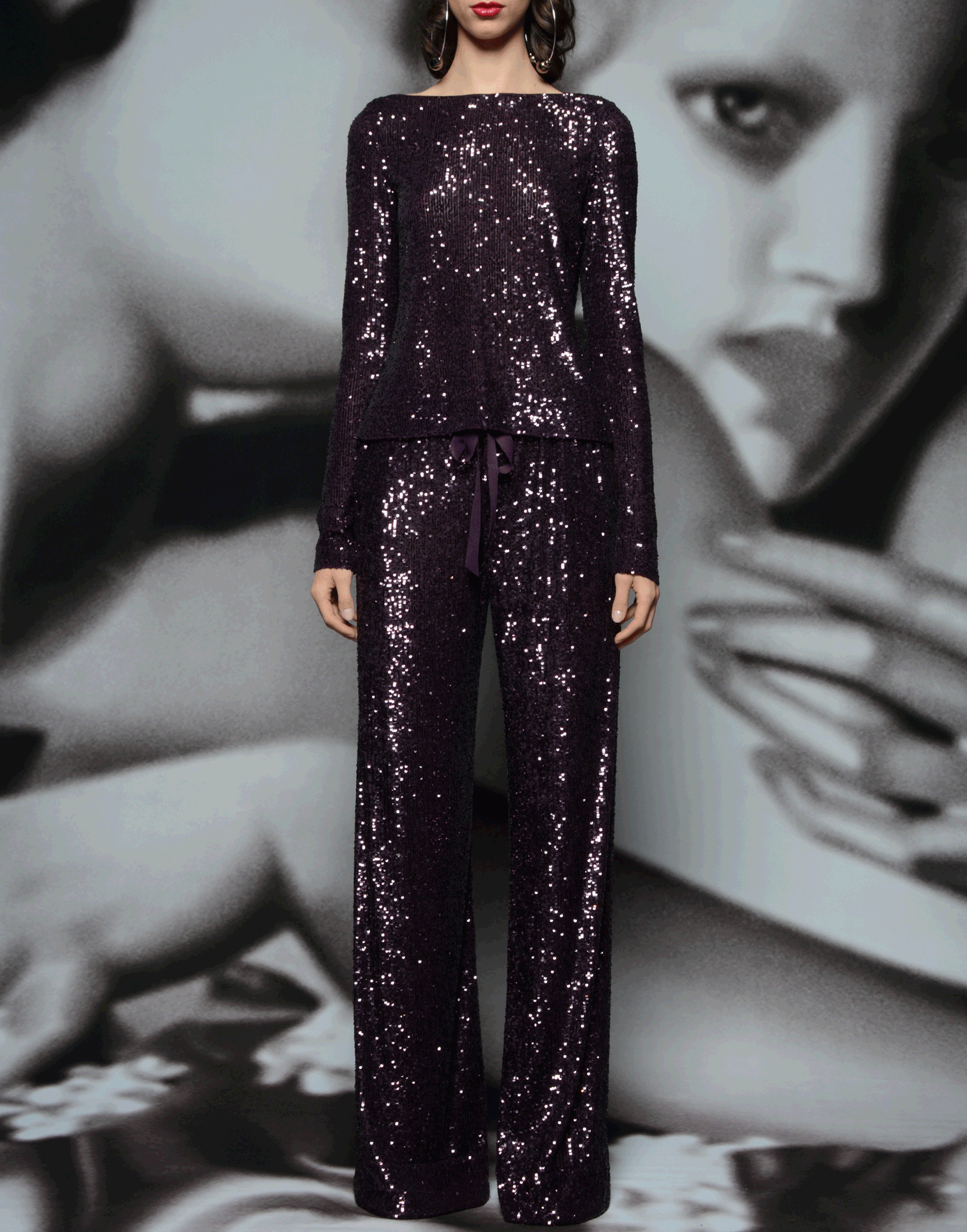 NAEEM KHAN-Boatneck Sequin Top-