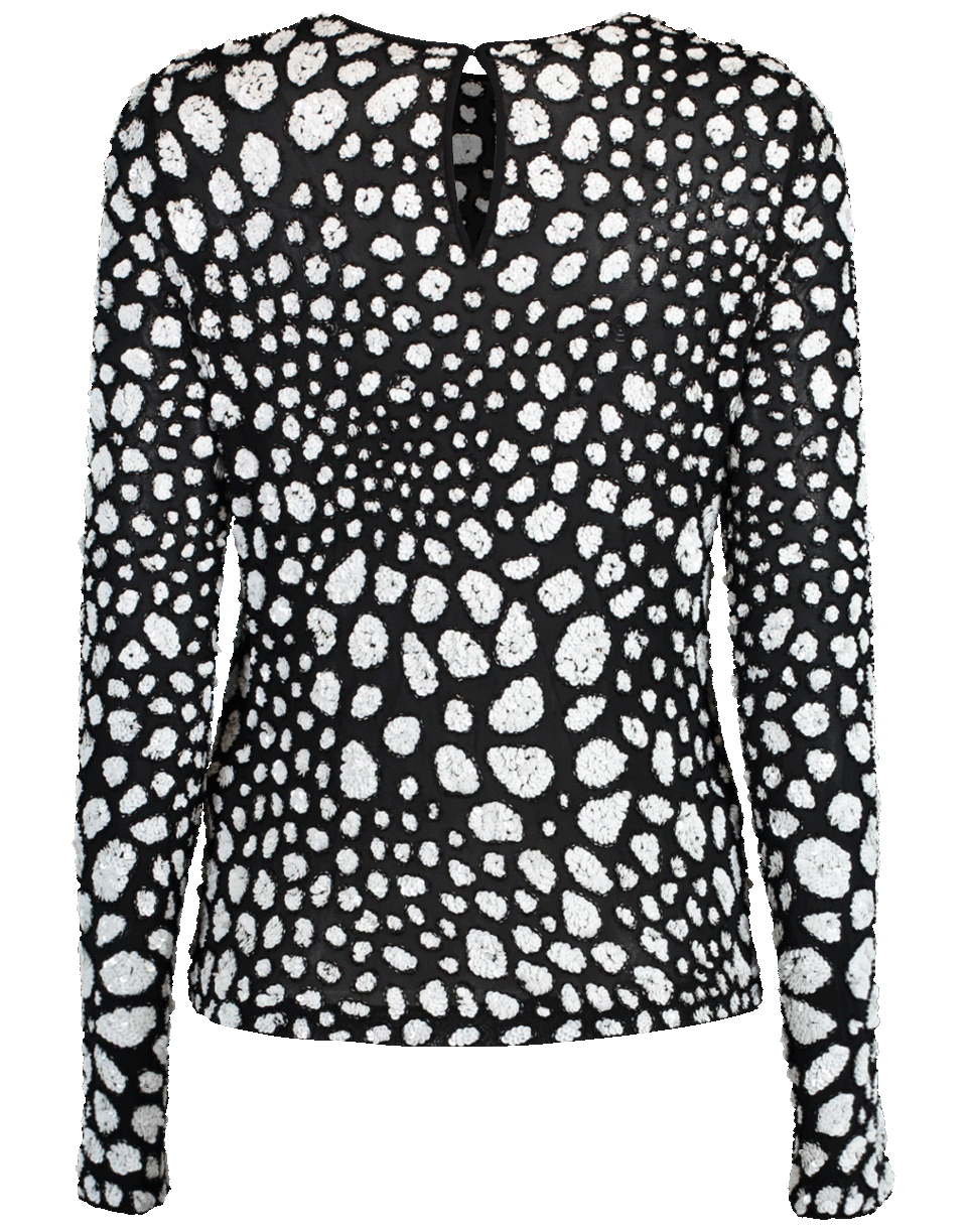 NAEEM KHAN-Sequin Dot Print Top-BLK/WHT