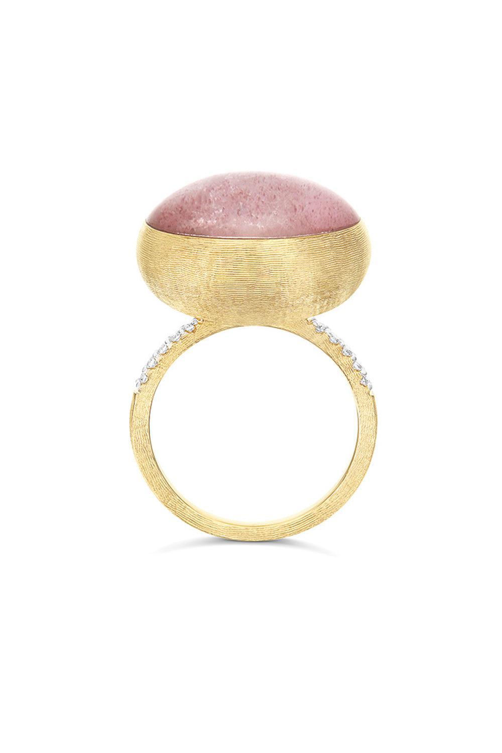 Large "Boules" Strawberry Quartz Rosolio Ring-YELLOW GOLD-7-JEWELRYFINE JEWELRING-NANIS