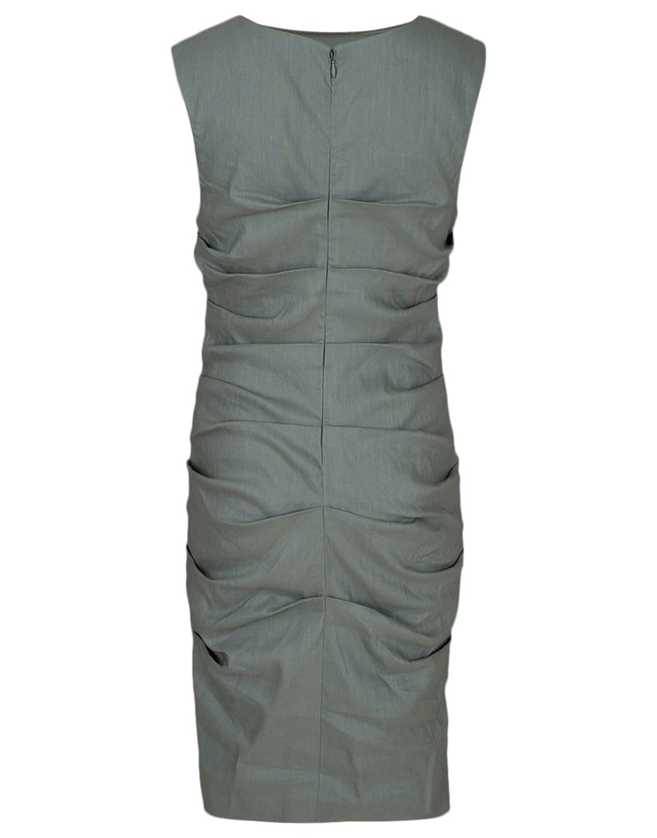NICOLE MILLER-Sage Stretch Linen Lauren Dress-