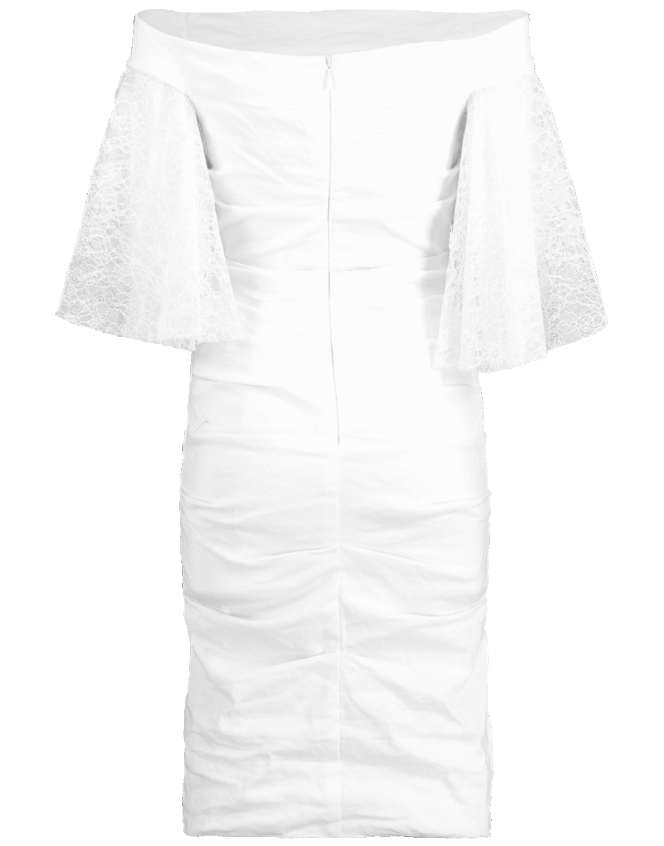 NICOLE MILLER-Cotton Metal Off Shoulder Lace Dress-