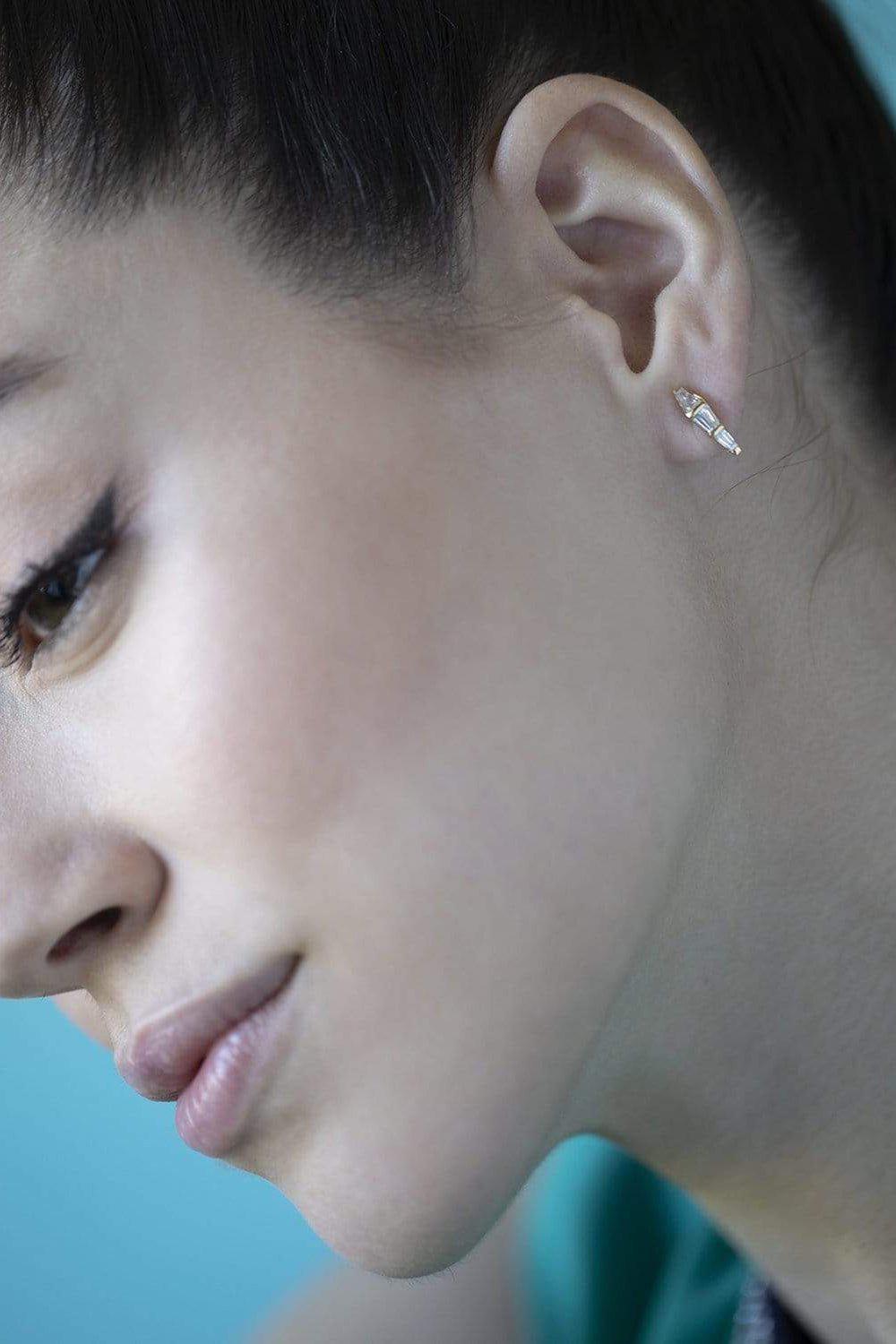 NIKOS KOULIS-Medium Spectrum Diamond Studs-YELLOW GOLD