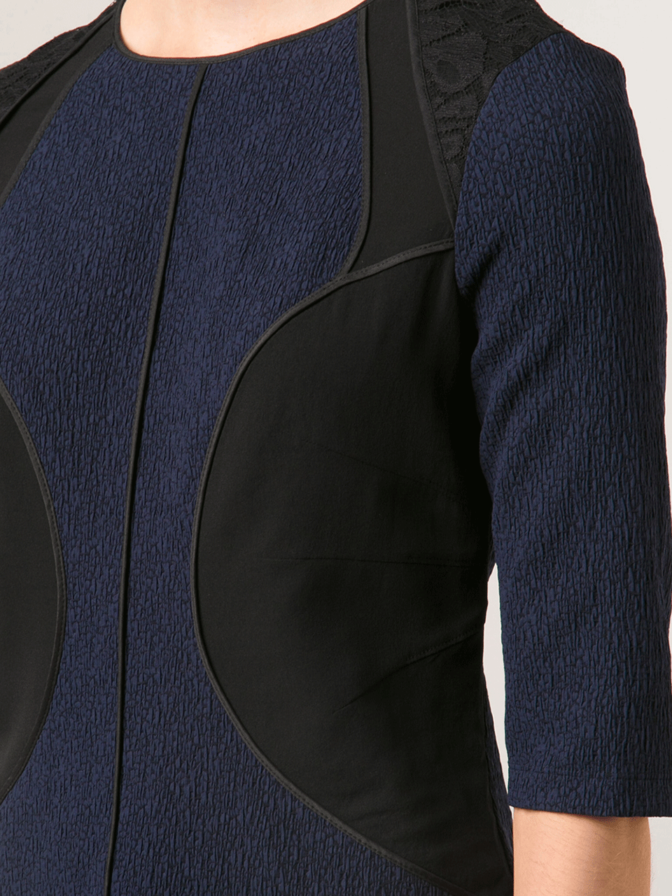 NINA RICCI-Three-Quarter Sleeve Crew Neck Dress-