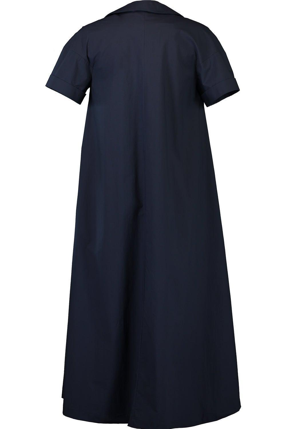 ODEEH-Short Sleeve Shirt Dress - Navy-