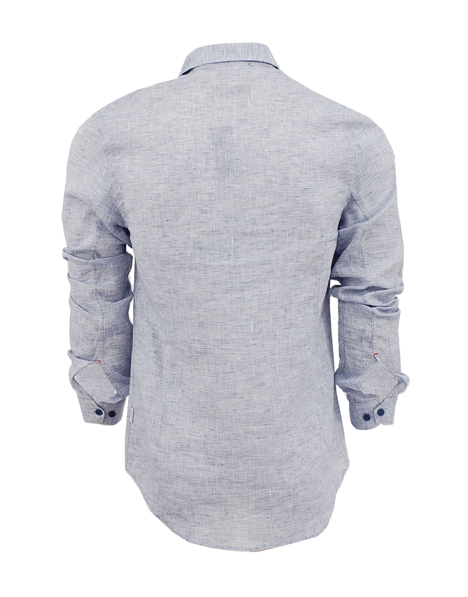 ORLEBAR BROWN-Morton Linen Navy Tailored Linen Shirt-