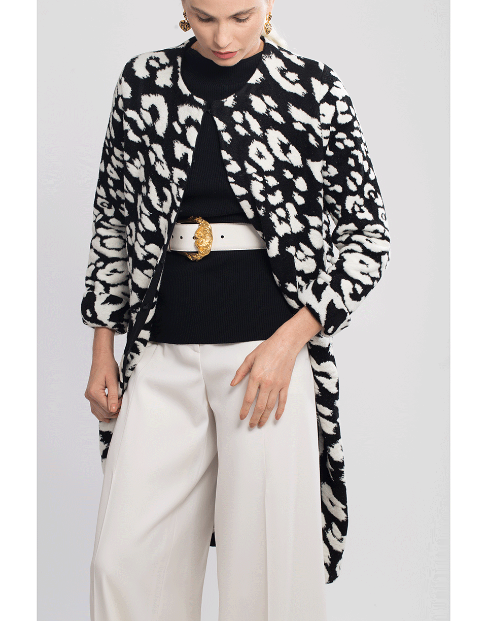 OSCAR DE LA RENTA-Leopard Knit Coat-