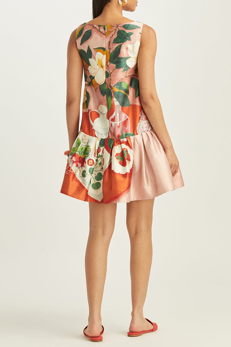 OSCAR DE LA RENTA-Painted Mikado Peplum Dress-