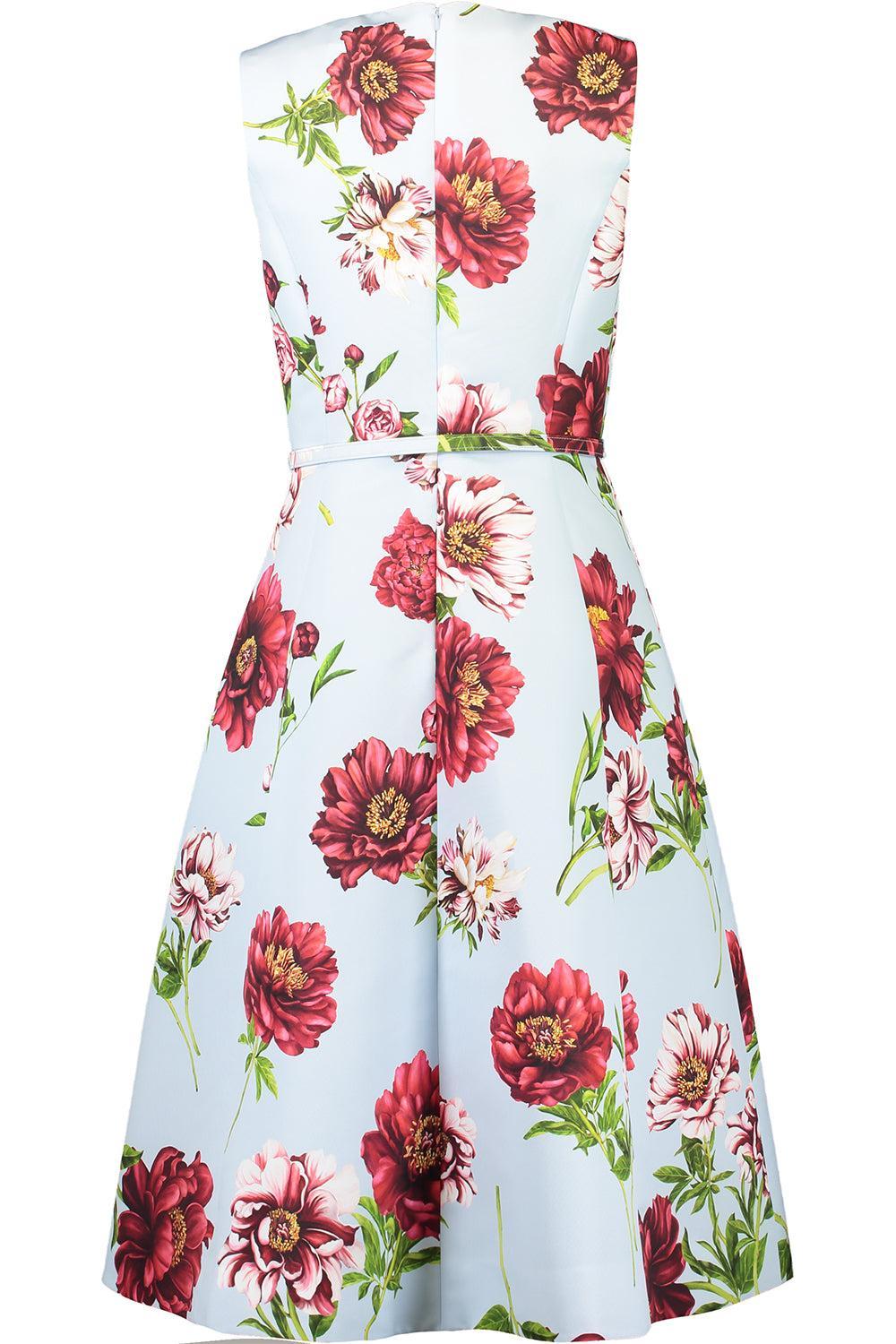 Peony Printed Day Dress-BLUE QUARTZ-4-CLOTHINGDRESSCASUAL-OSCAR DE LA RENTA