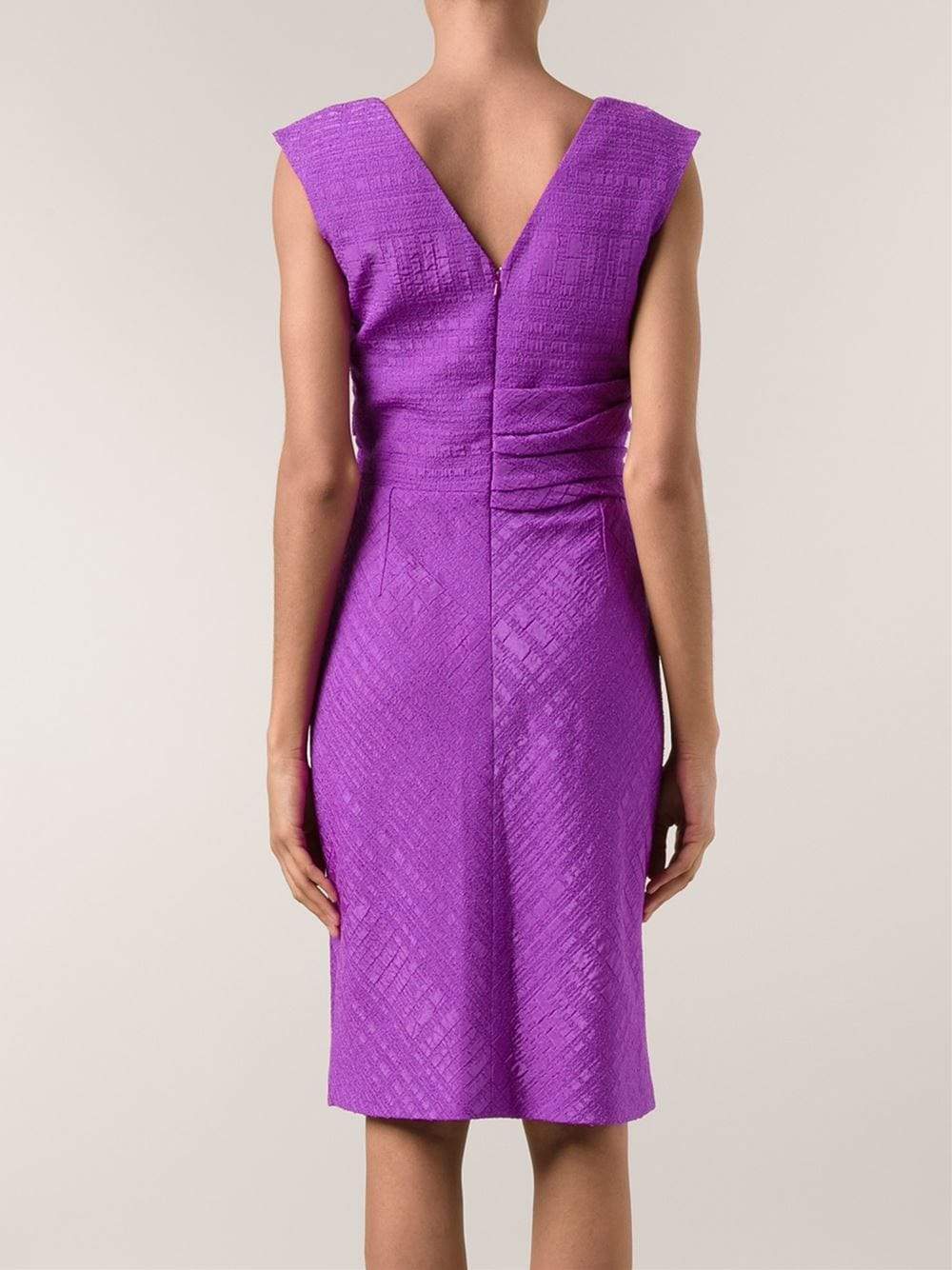OSCAR DE LA RENTA-V-Neck Pencil Dress-
