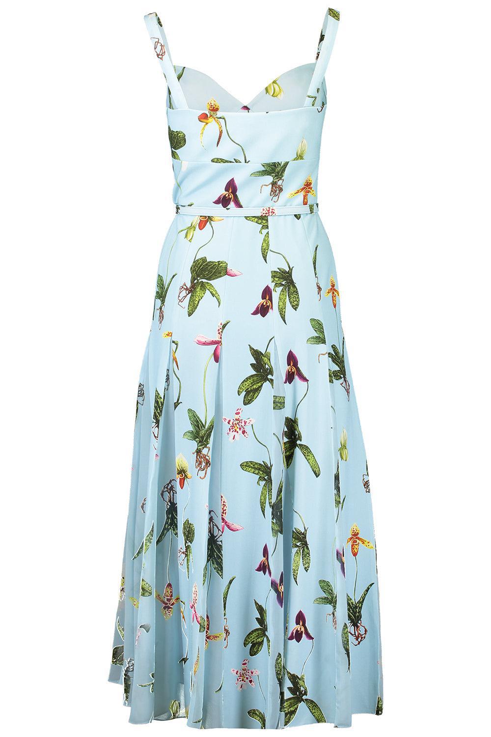 Orchids Day Dress-LTBLUMLT-4-CLOTHINGDRESSCASUAL-OSCAR DE LA RENTA