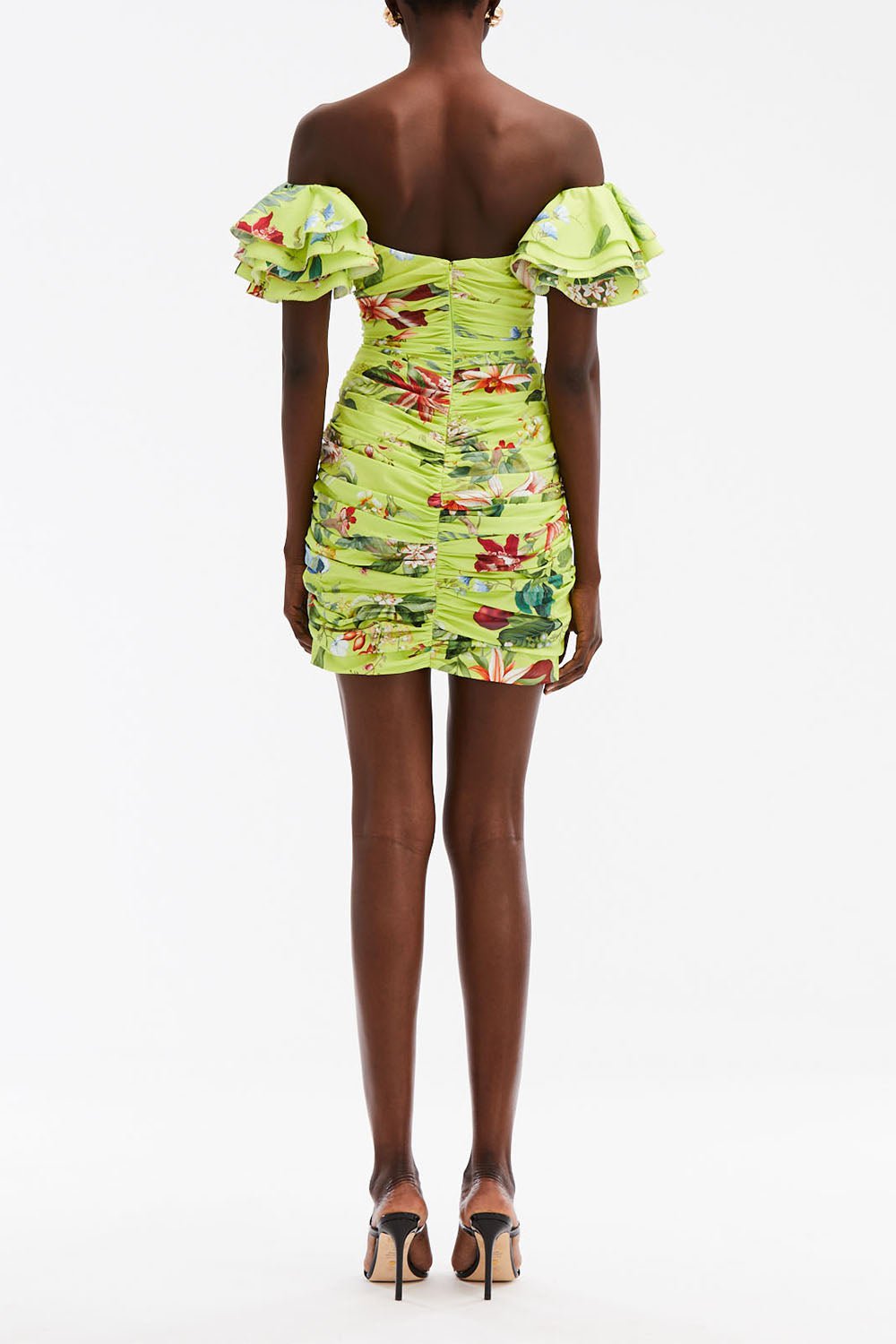 OSCAR DE LA RENTA-Off Shoulder Ruffle Mini Dress-NEONYLMU