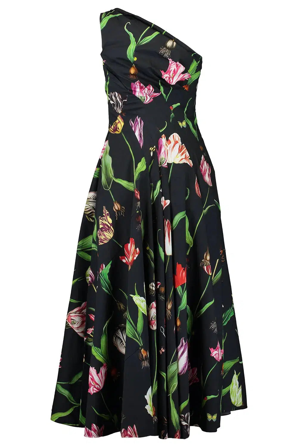 OSCAR DE LA RENTA-One Shoulder Tulip Mania Maxi-