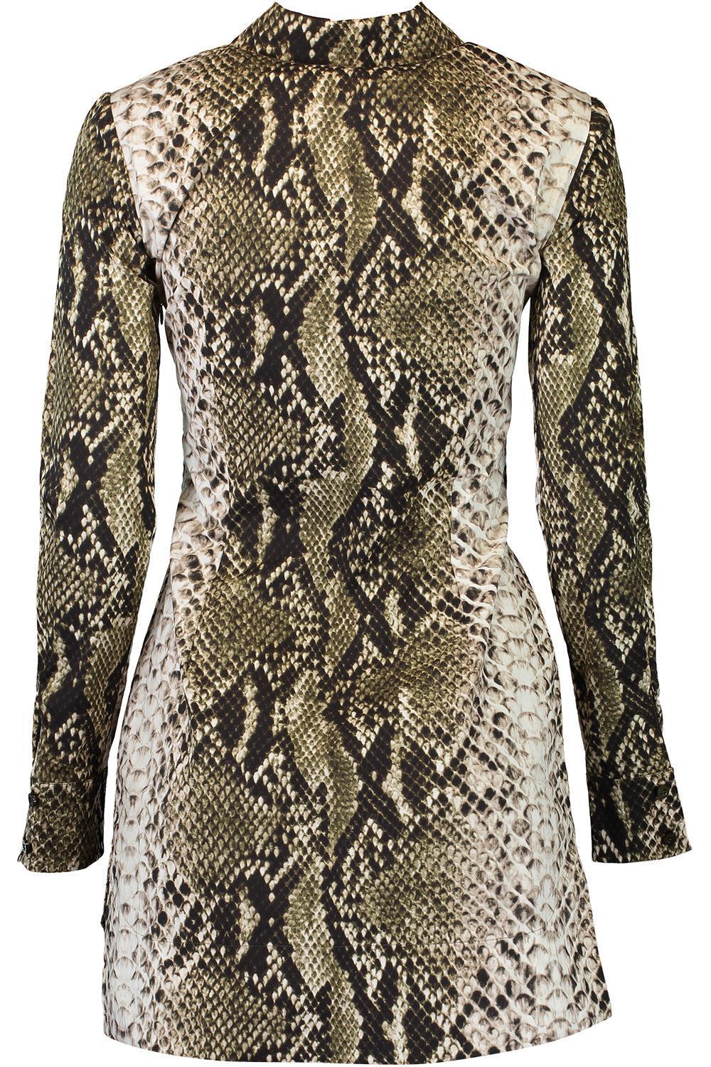 OSCAR DE LA RENTA-Snake Poplin Shirt Dress-