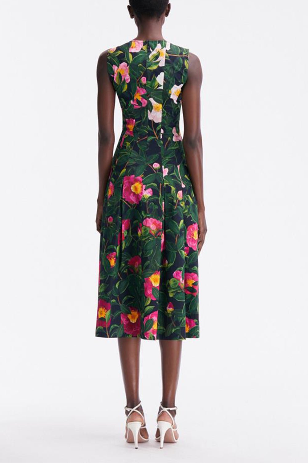 OSCAR DE LA RENTA-Camellia Poplin Midi Dress-