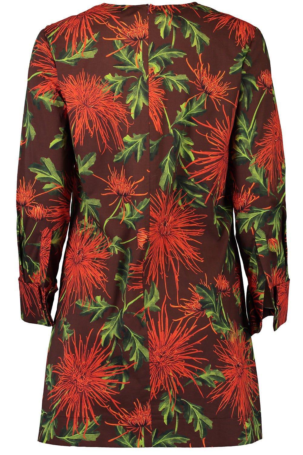 OSCAR DE LA RENTA-Three Quarter Sleeve Button Shift Dress-