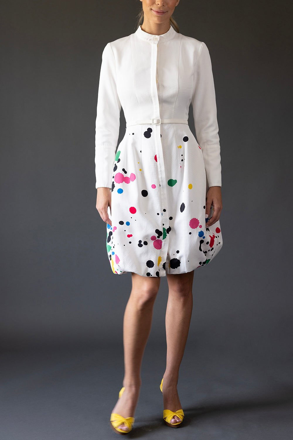 OSCAR DE LA RENTA-Paint Splatter Dress-WHITE