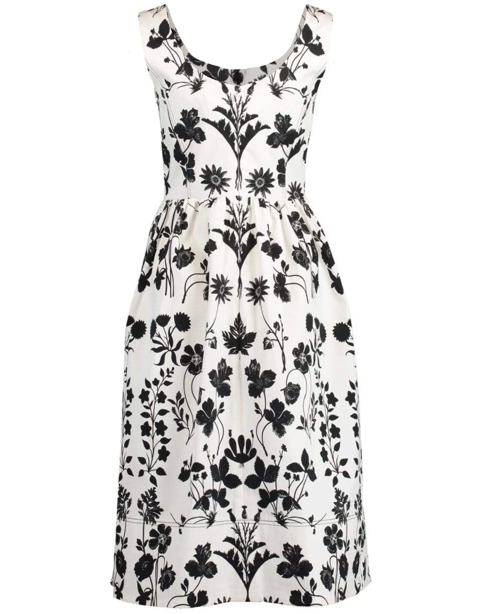 OSCAR DE LA RENTA-Botanical Print Midi Dress-