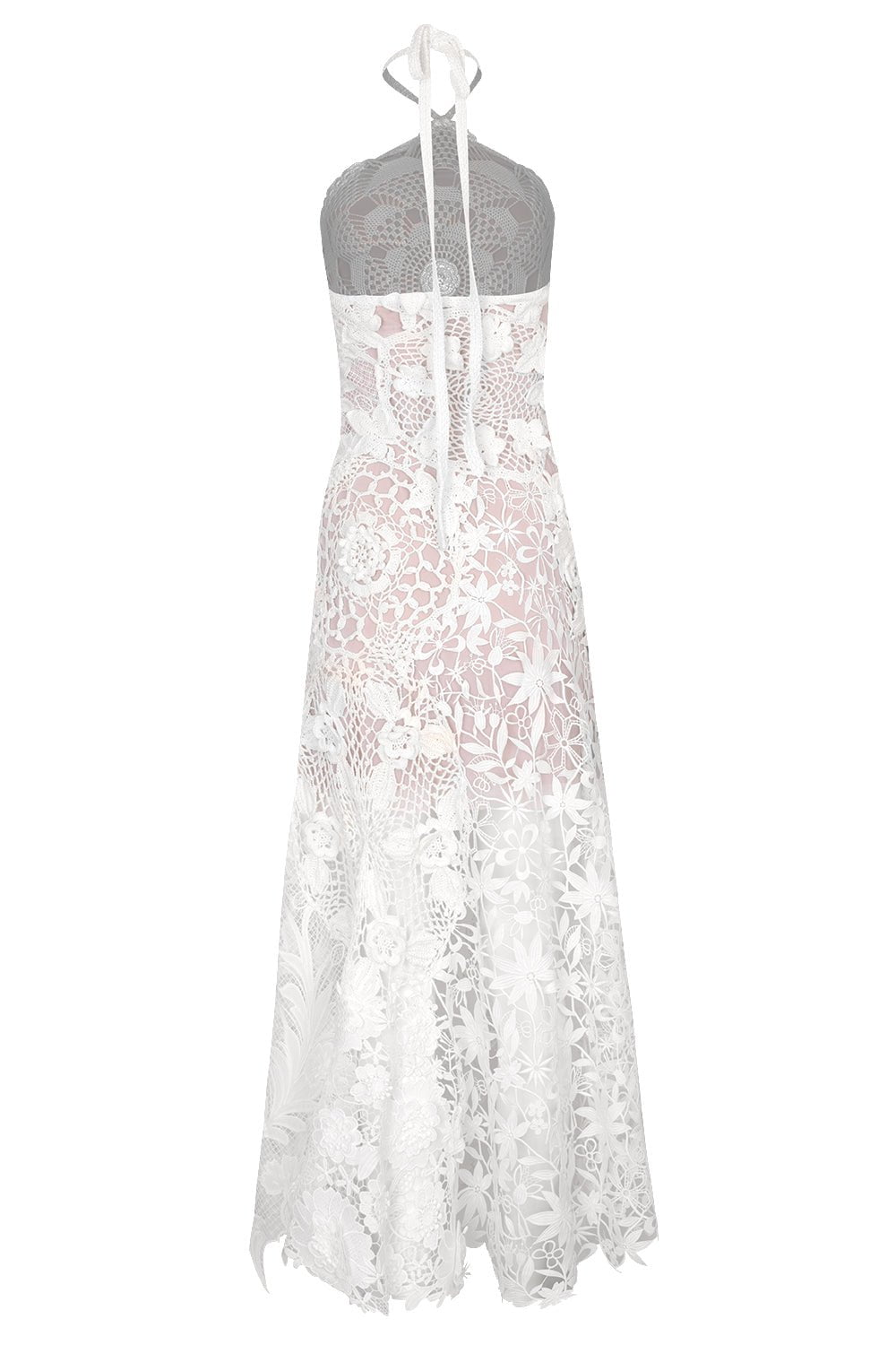 OSCAR DE LA RENTA-Floral Crochet Dress-WHT/IVOR