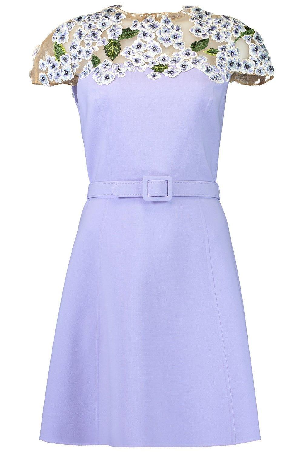 oscar de la renta hydrangea chiffon draped mini dress Hydrangea Embroidered Mini Dress