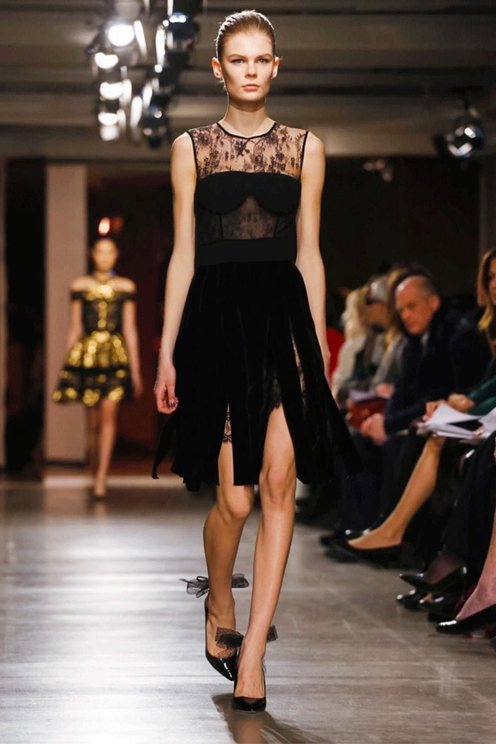OSCAR DE LA RENTA-Ribbon Skirt Dress-BLACK