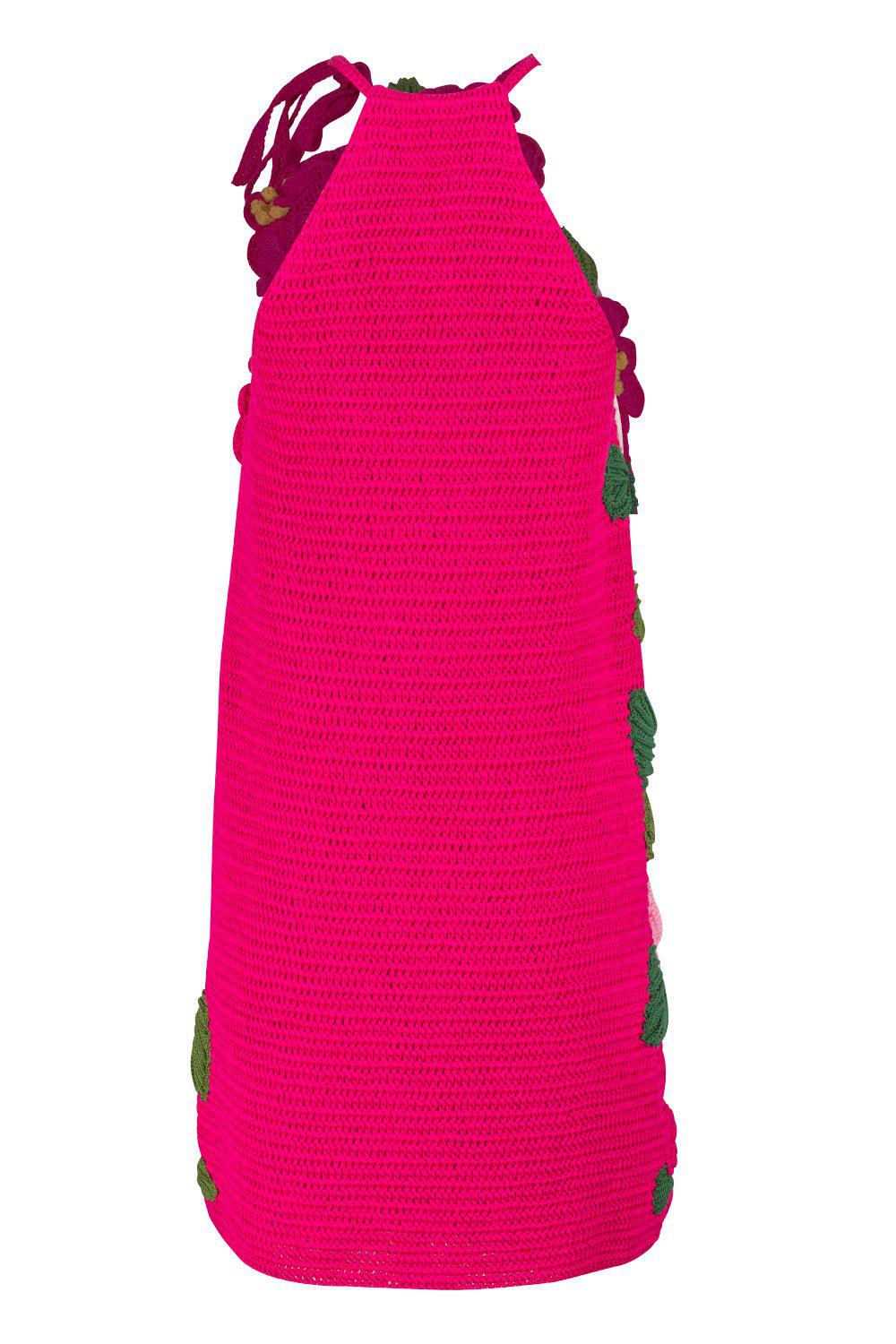 OSCAR DE LA RENTA-Camellia Crochet Dress-FUSCHIA