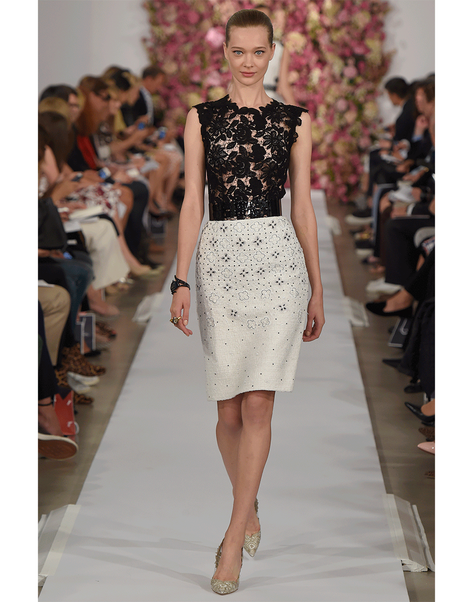 OSCAR DE LA RENTA-Lace Top Dress-