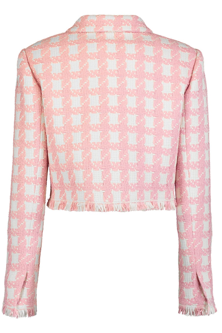 OSCAR DE LA RENTA-Gingham Tweed Cropped Jacket-