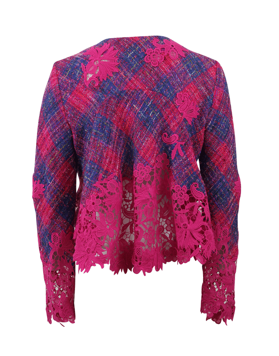 OSCAR DE LA RENTA-Tweed Lace Jacket-PINK