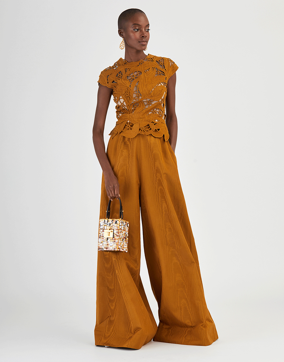 OSCAR DE LA RENTA-Moire Wide Leg Pant-