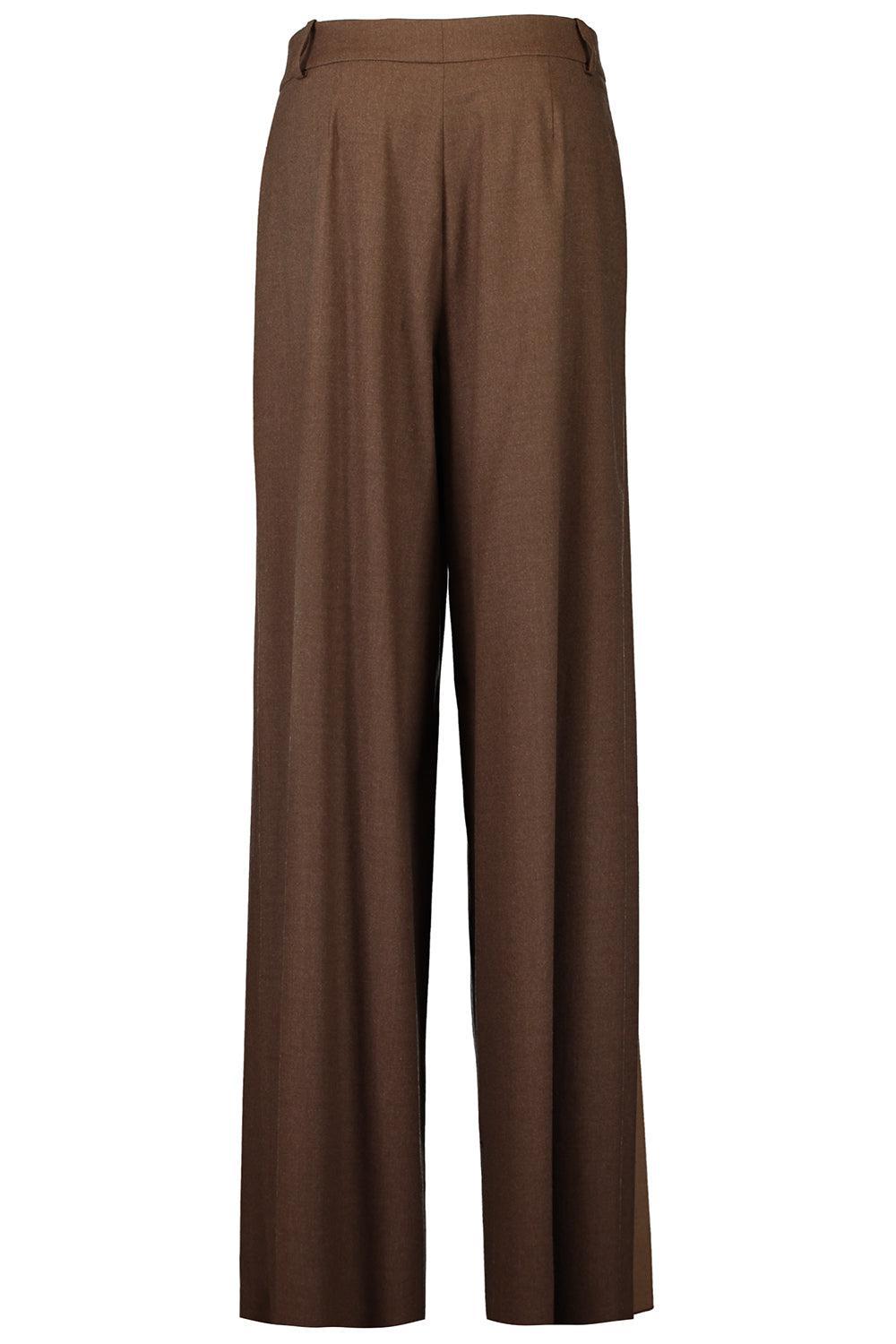 OSCAR DE LA RENTA-Mixed Pleated Wide-Leg Pants-CAFE