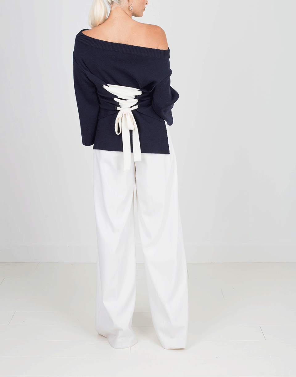 OSCAR DE LA RENTA-Belted Wide Leg Pant-