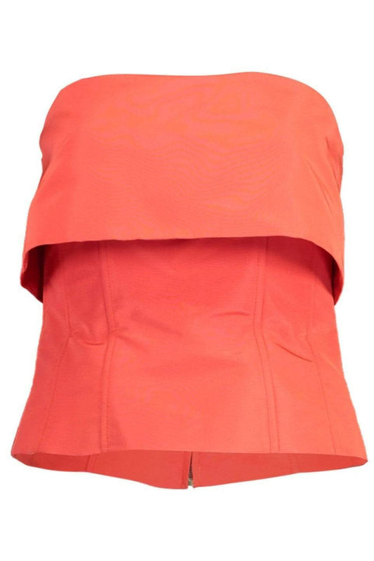 OSCAR DE LA RENTA-Strapless Zip Back Top-RED