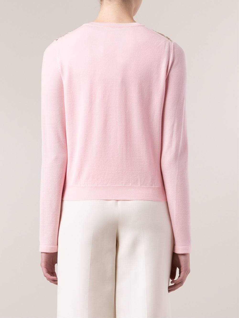 OSCAR DE LA RENTA-Lurex Floral Cardigan-