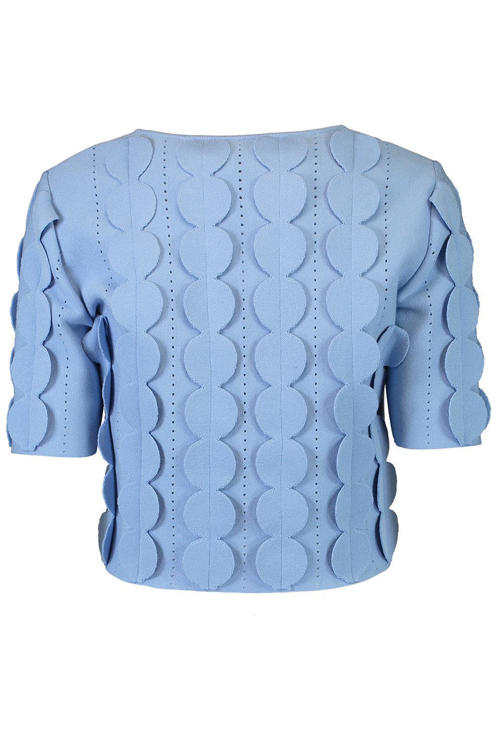 Short Sleeve 3d Circle Cardigan-OPAL-XS-CLOTHINGTOPCARDIGAN-OSCAR DE LA RENTA