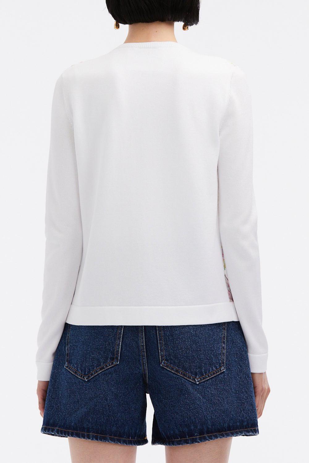 OSCAR DE LA RENTA-Long Sleeve Mixed Cardigan-