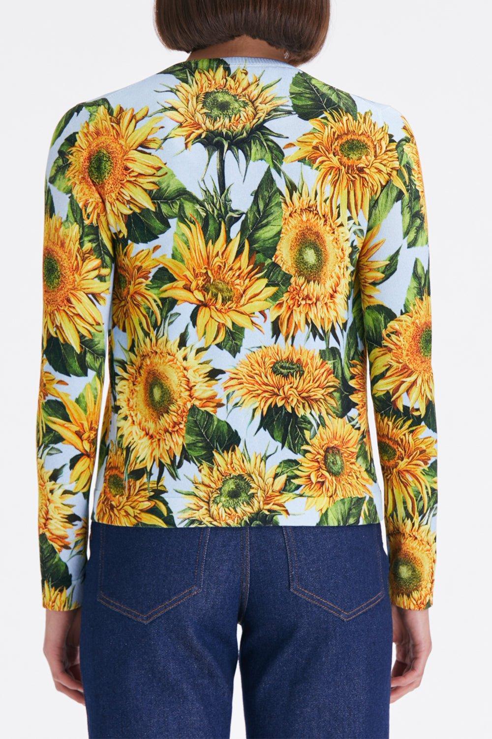 OSCAR DE LA RENTA-Long Sleeve Sunflower Cardigan-