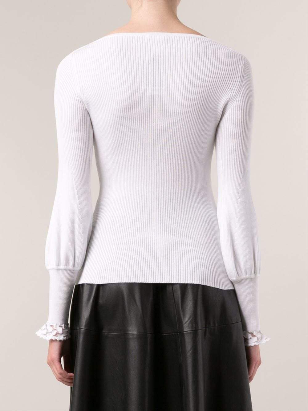 OSCAR DE LA RENTA-Bateau Neck Knit Top-