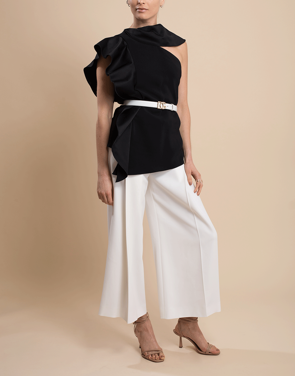 OSCAR DE LA RENTA-One Shoulder Ruffle Top-