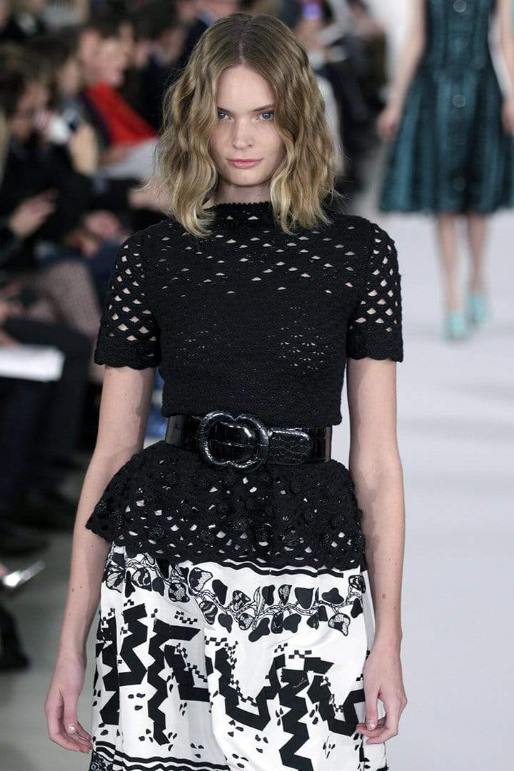 OSCAR DE LA RENTA-Short Sleeve Peplum Top-