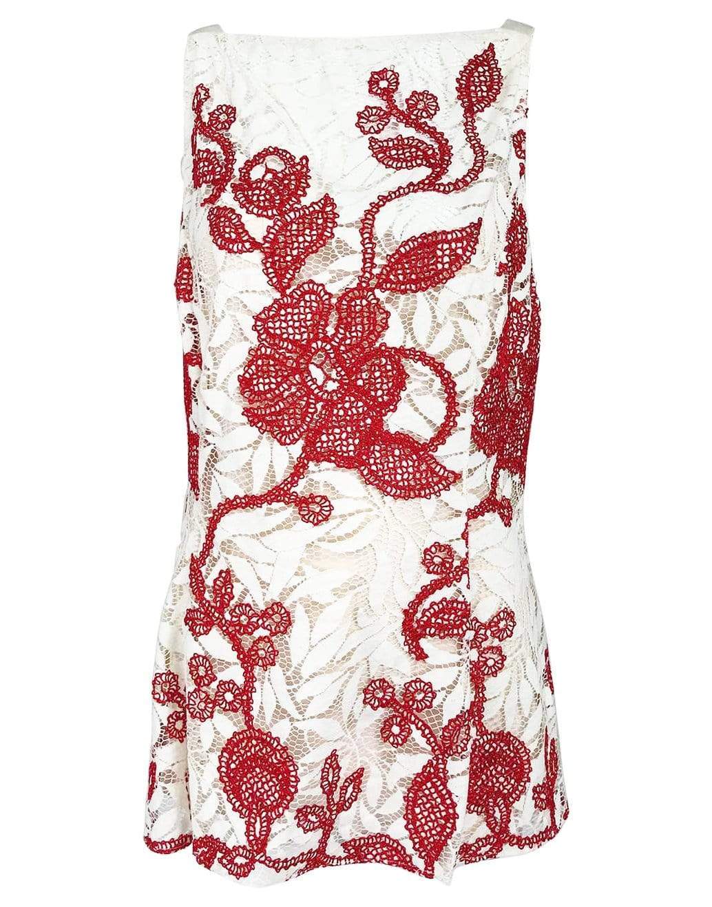 OSCAR DE LA RENTA-Floral Lace Flare Top-