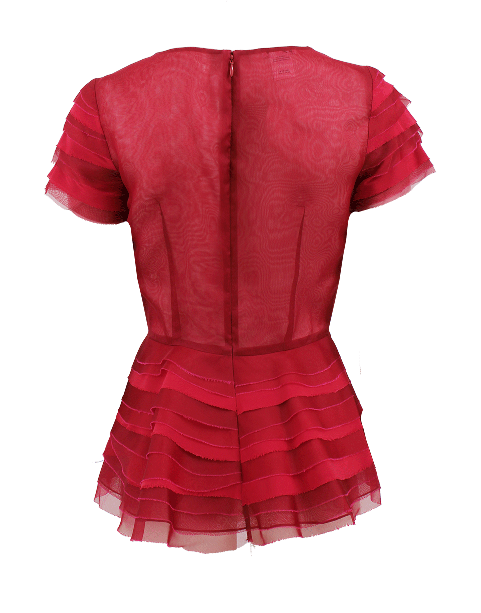 OSCAR DE LA RENTA-Wide Neck Peplum Layered Top-