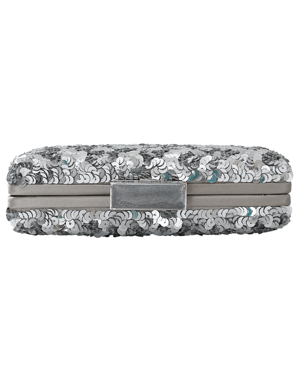 OSCAR DE LA RENTA-Rogan Sequin Box Clutch-SILVER