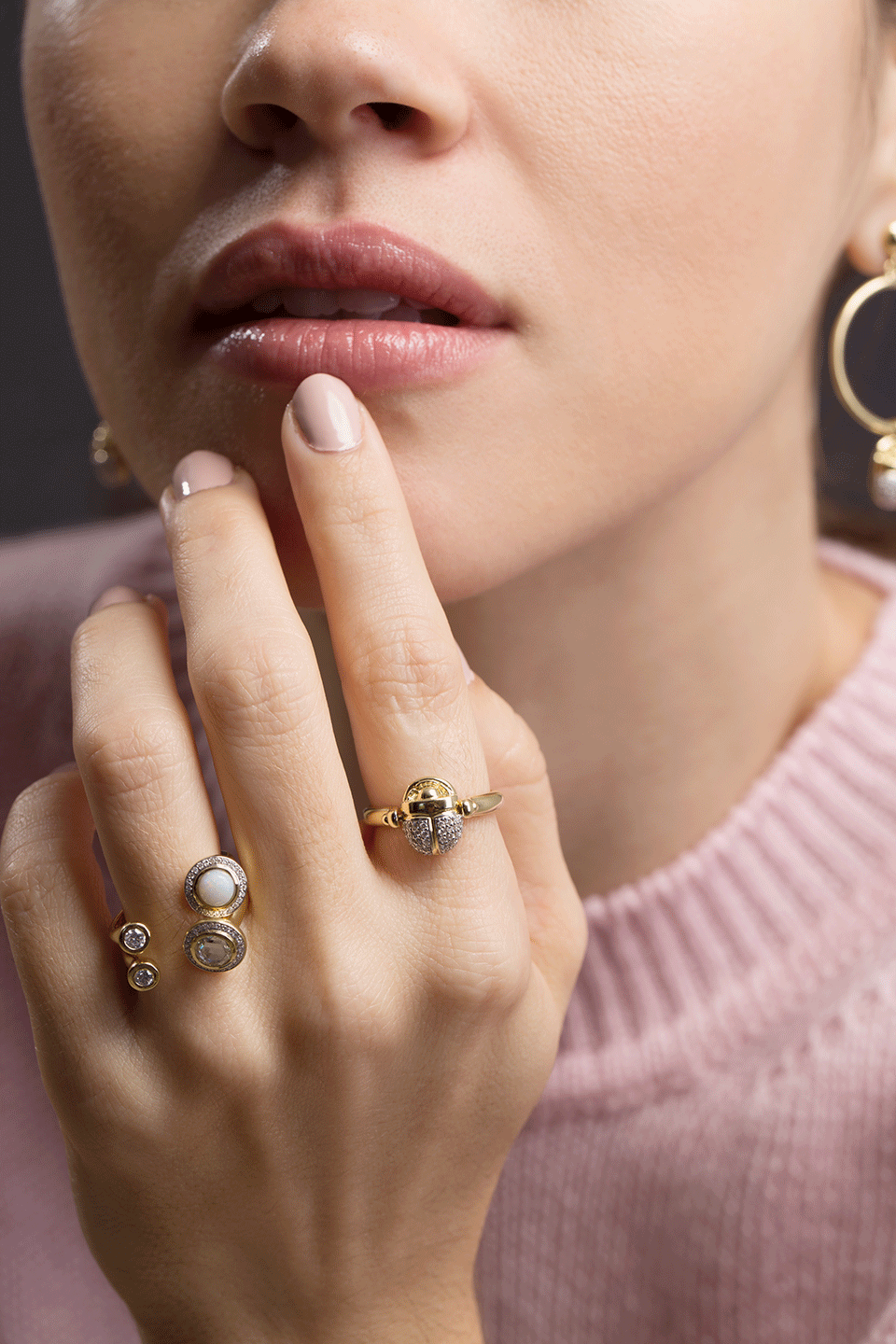 PAMELA LOVE-Pave Diamond Rotating Scarab Ring-YELLOW GOLD