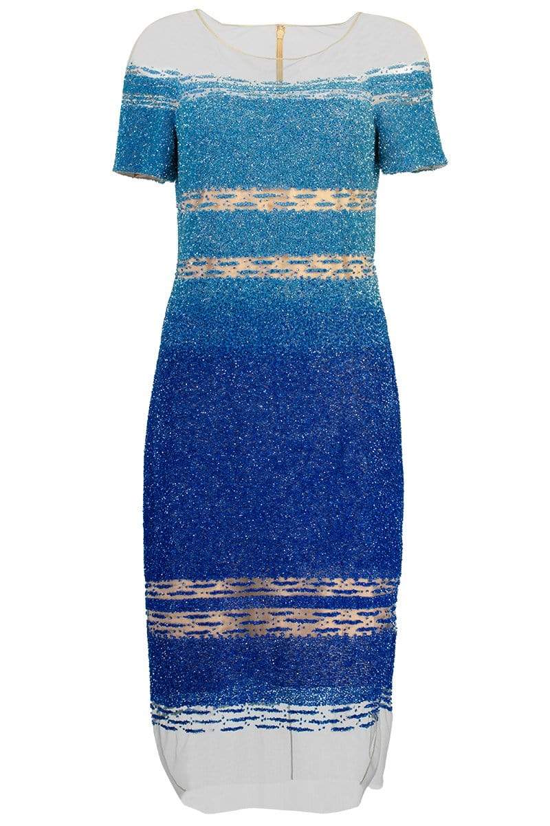 Signature Sequin Cocktail Dress - Aqua Cobalt