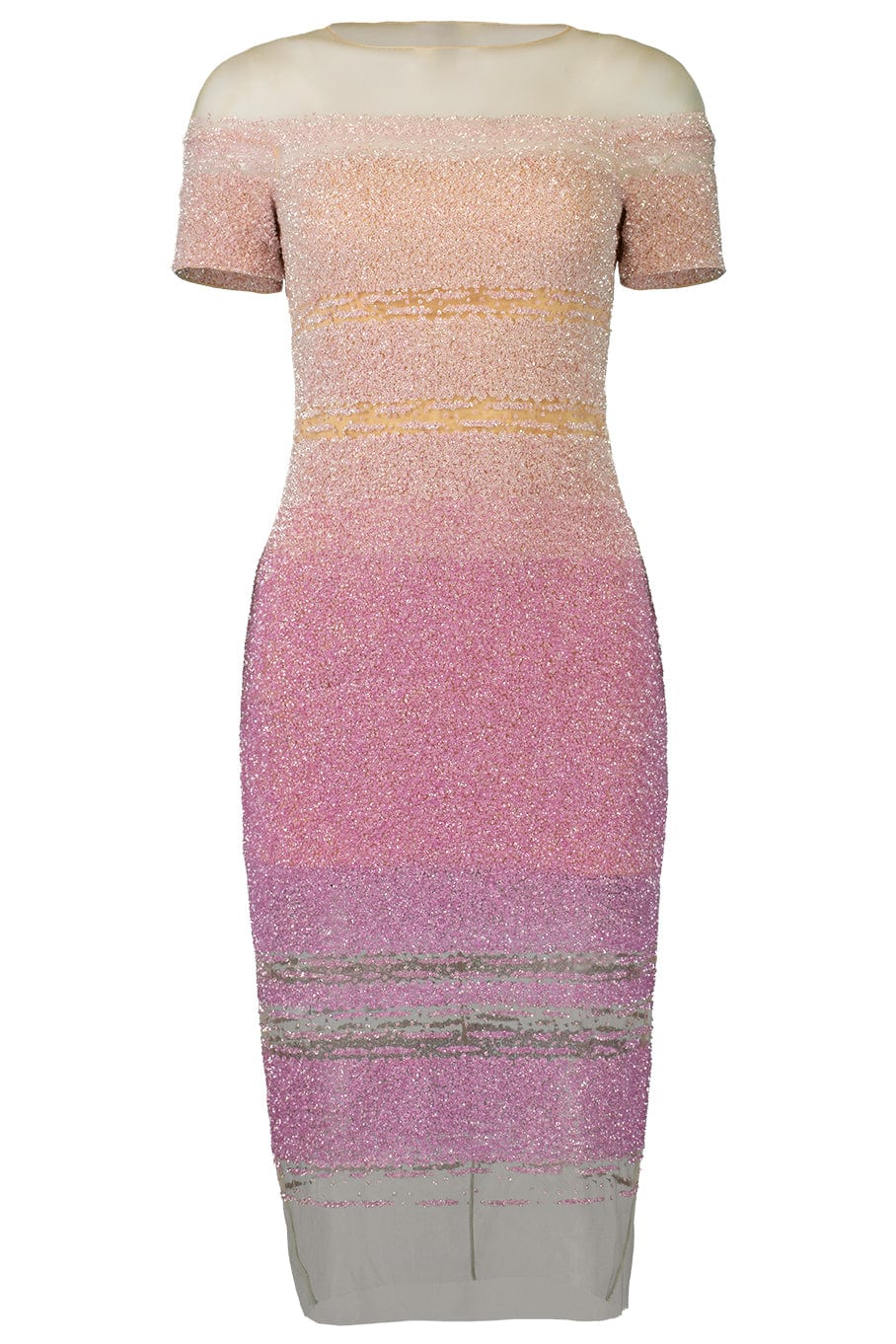 PAMELLA ROLAND: White & Lilac Ombre Sequin Cocktail Dress PAMELLA ROLAND: White & Lilac Ombre Sequin Cocktail Dress