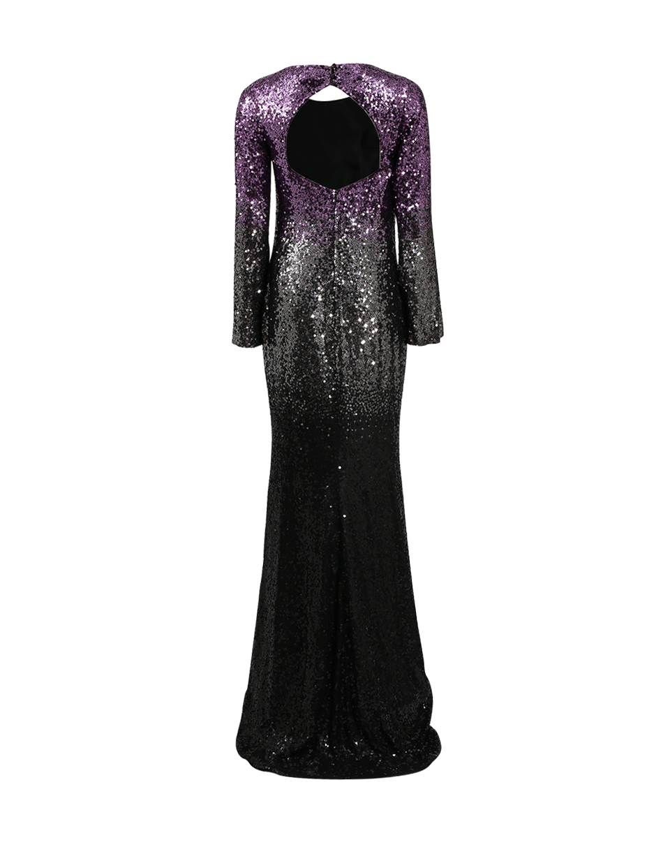 PAMELLA ROLAND-Ombre Chiffon Beaded Gown-AMETHYST/BLACK