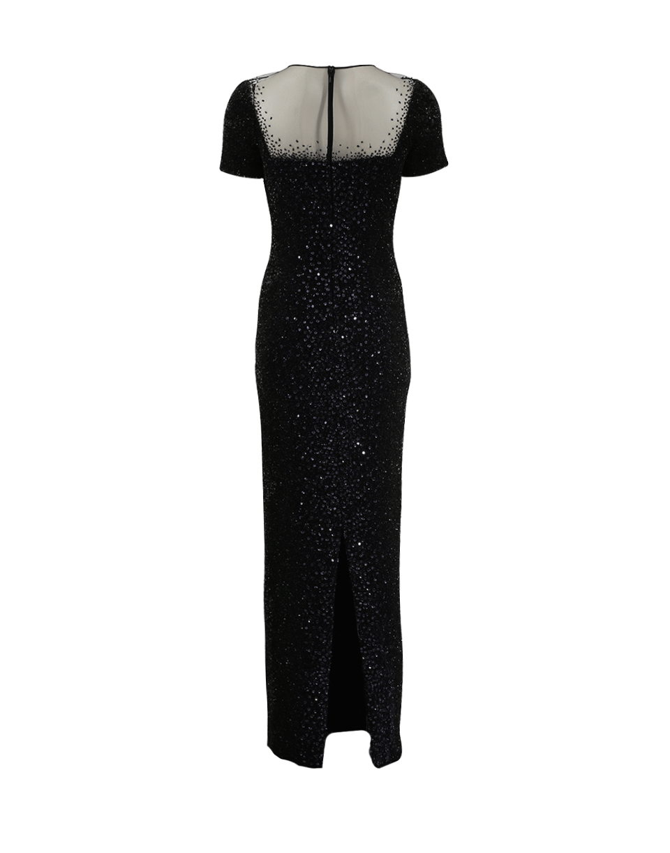PAMELLA ROLAND-Vertical Ombre Sequined Gown-BLK/MID
